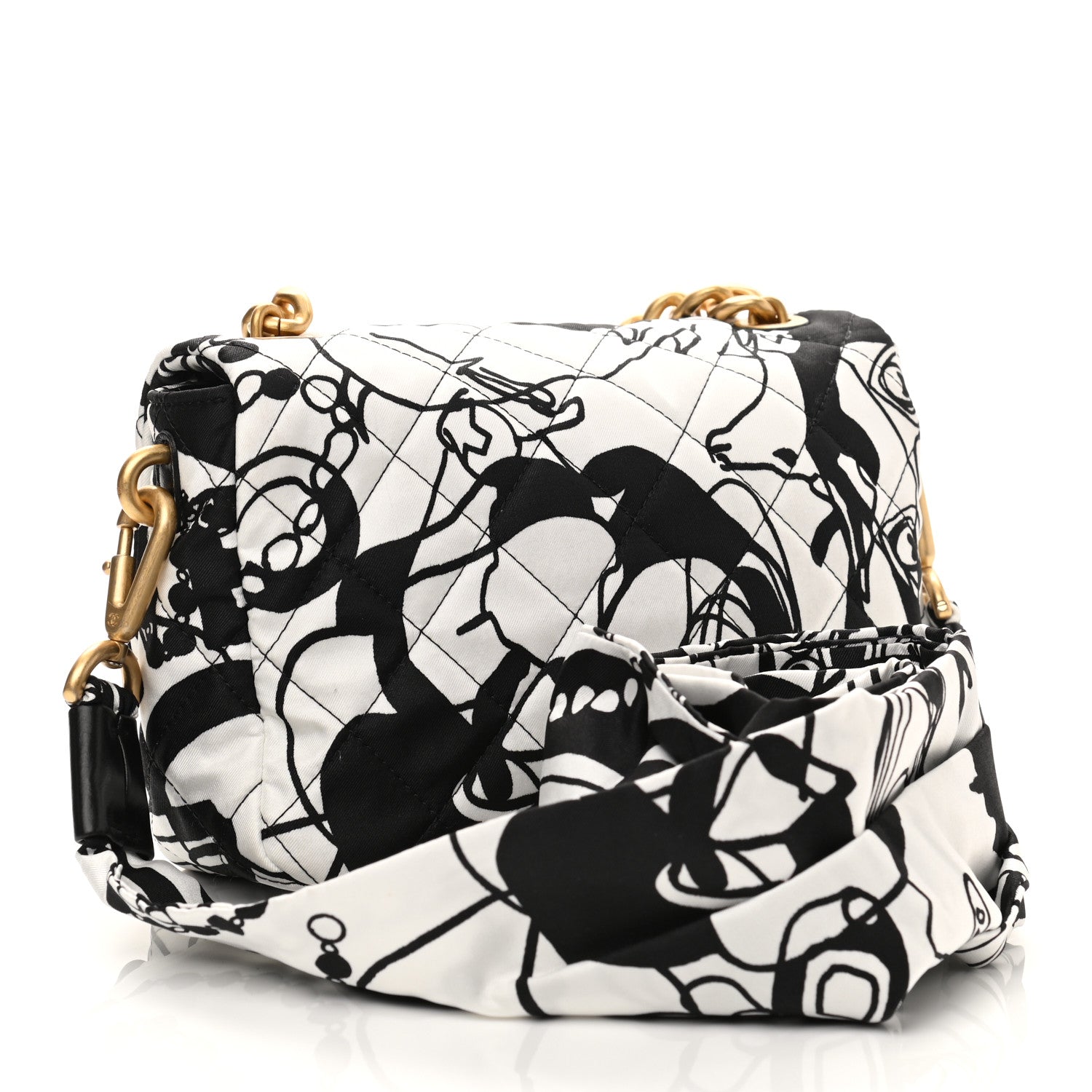Chanel Canvas Printed Deer Coco Mini Single Flap Gray Black 3 of 11