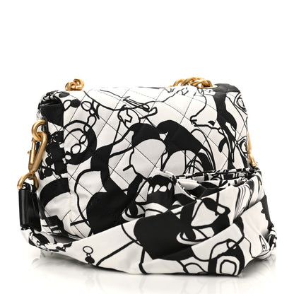 Chanel Canvas Printed Deer Coco Mini Single Flap Gray Black 3 of 11