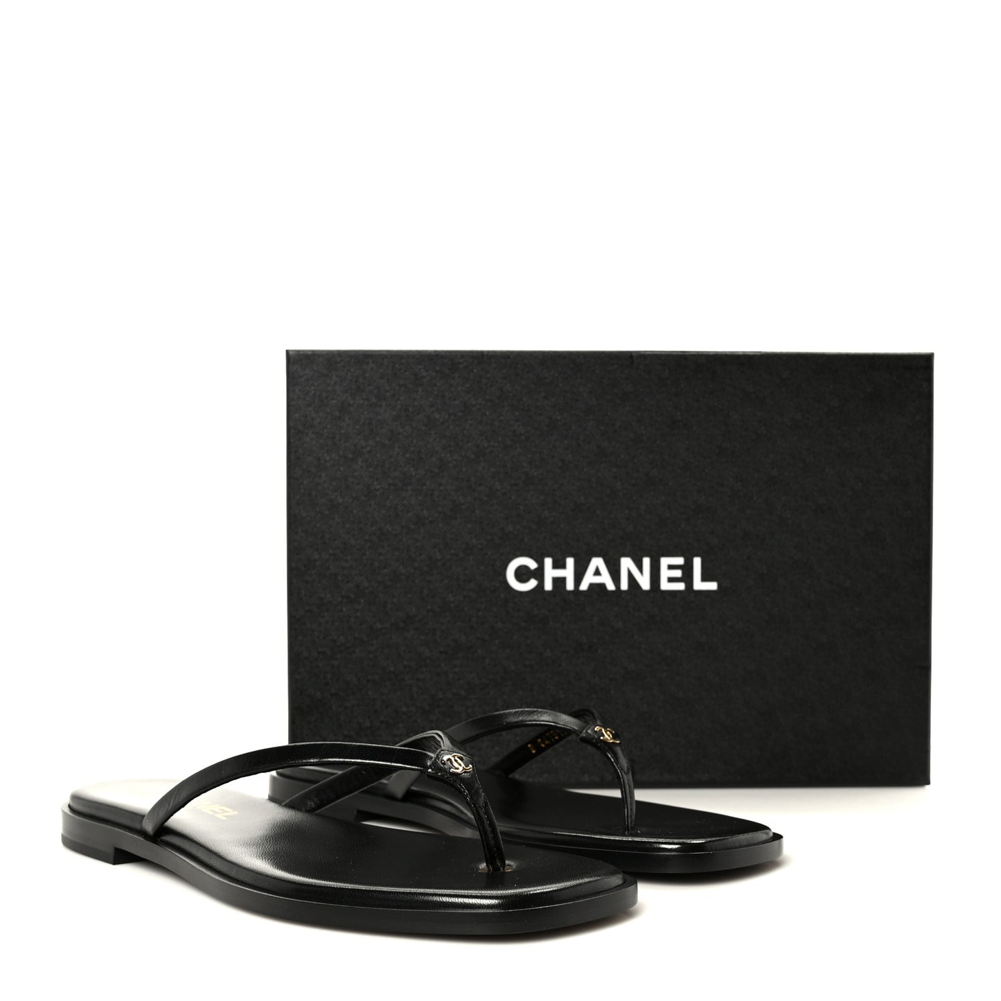 Lambskin CC Times Square Thong Sandals 38 Black