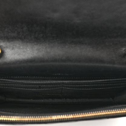Saint Laurent Grain De Poudre Matelasse Chevron Monogram Envelope Chain Wallet Black 6 of 11