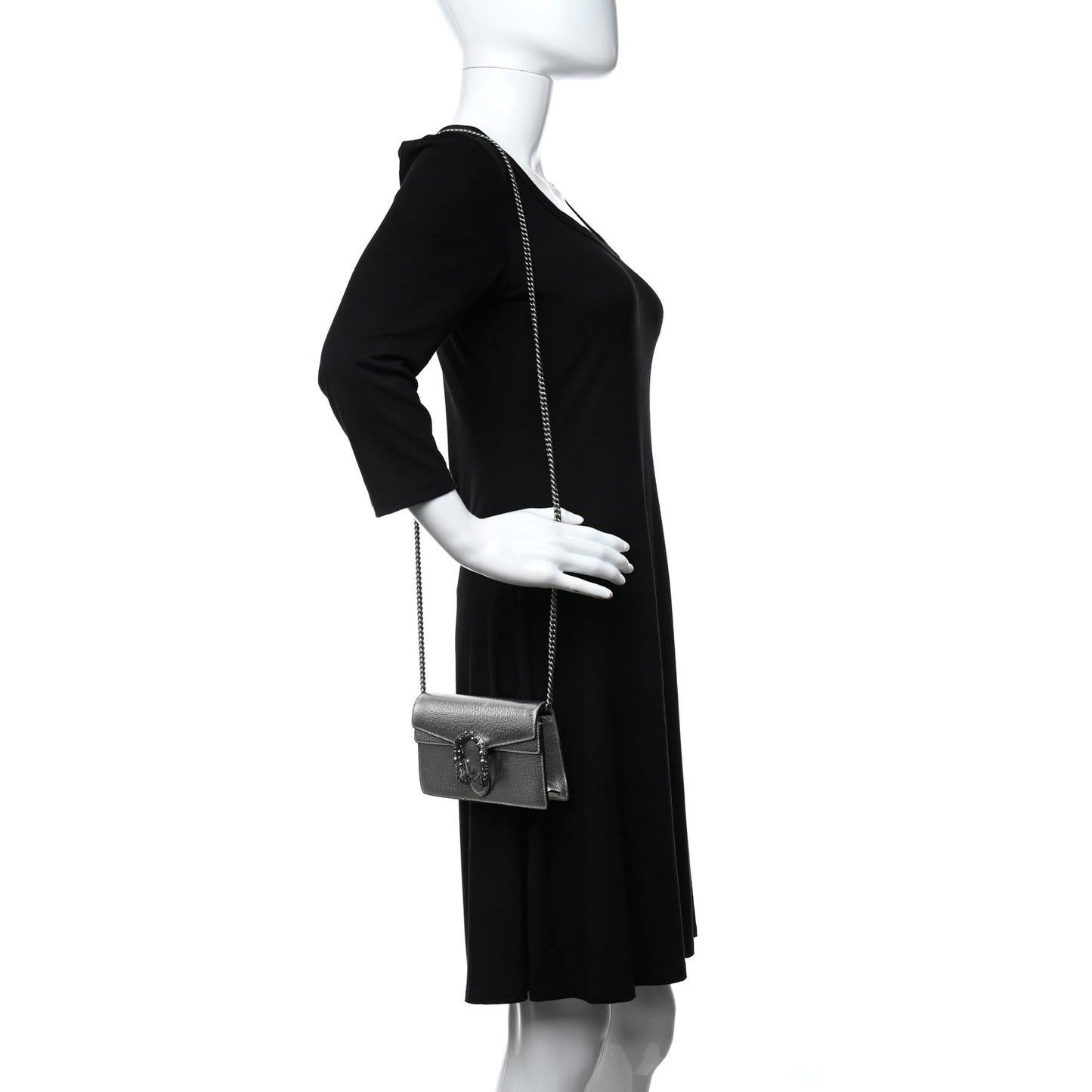 Metallic Calfskin Super Mini Dionysus Shoulder Bag Silver