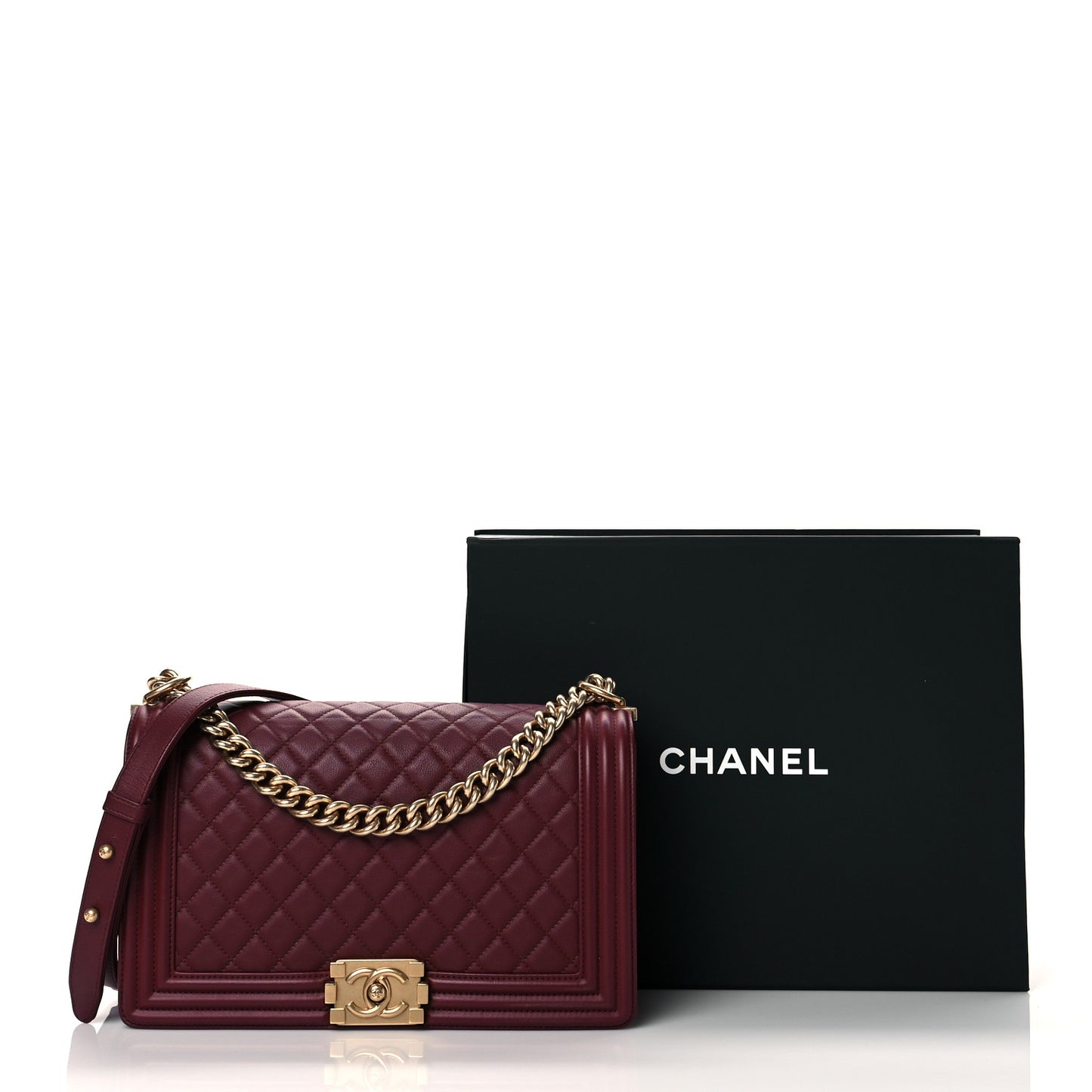 Calfskin Quilted New Medium Boy Flap Burgundy