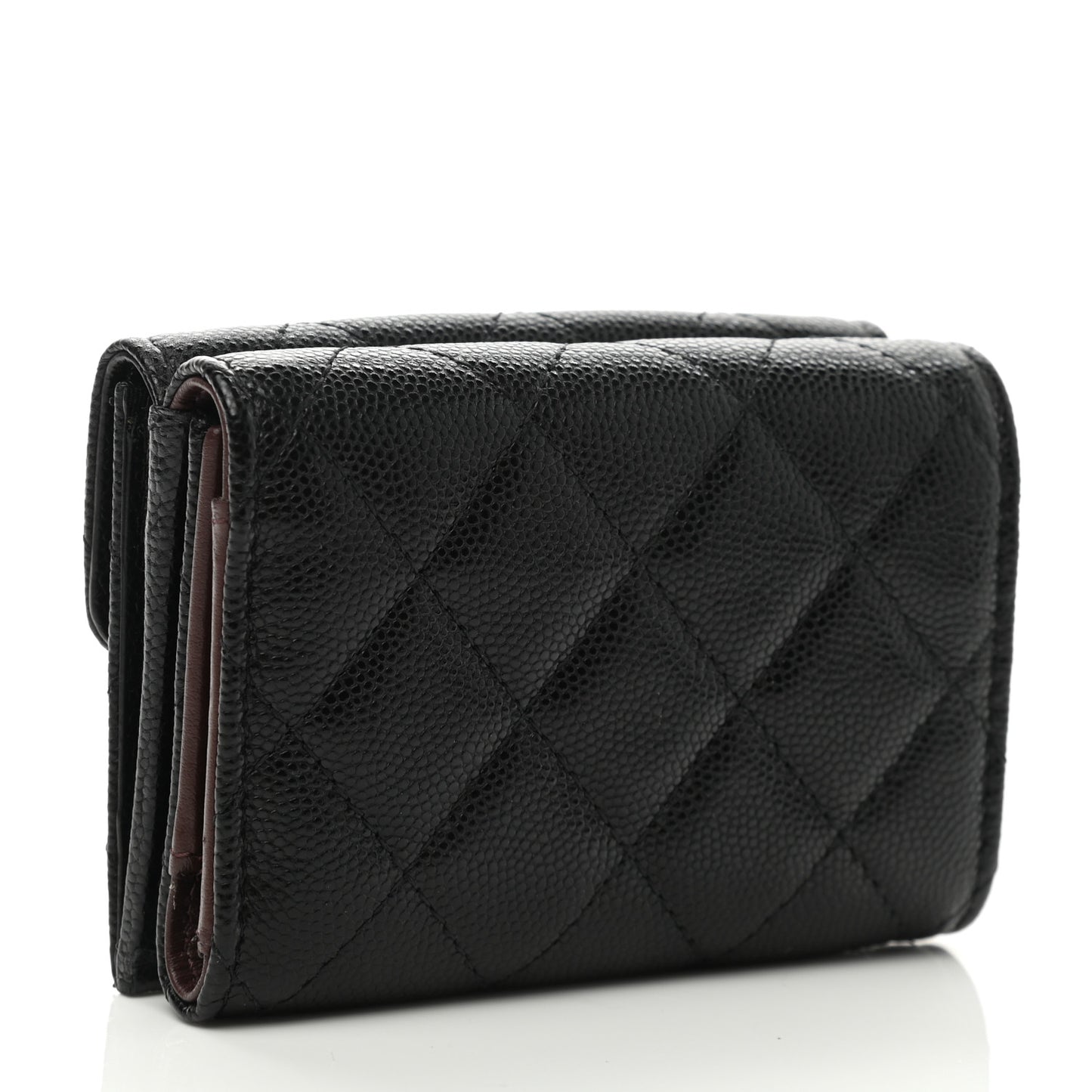 Caviar Quilted Double Flap Wallet Black