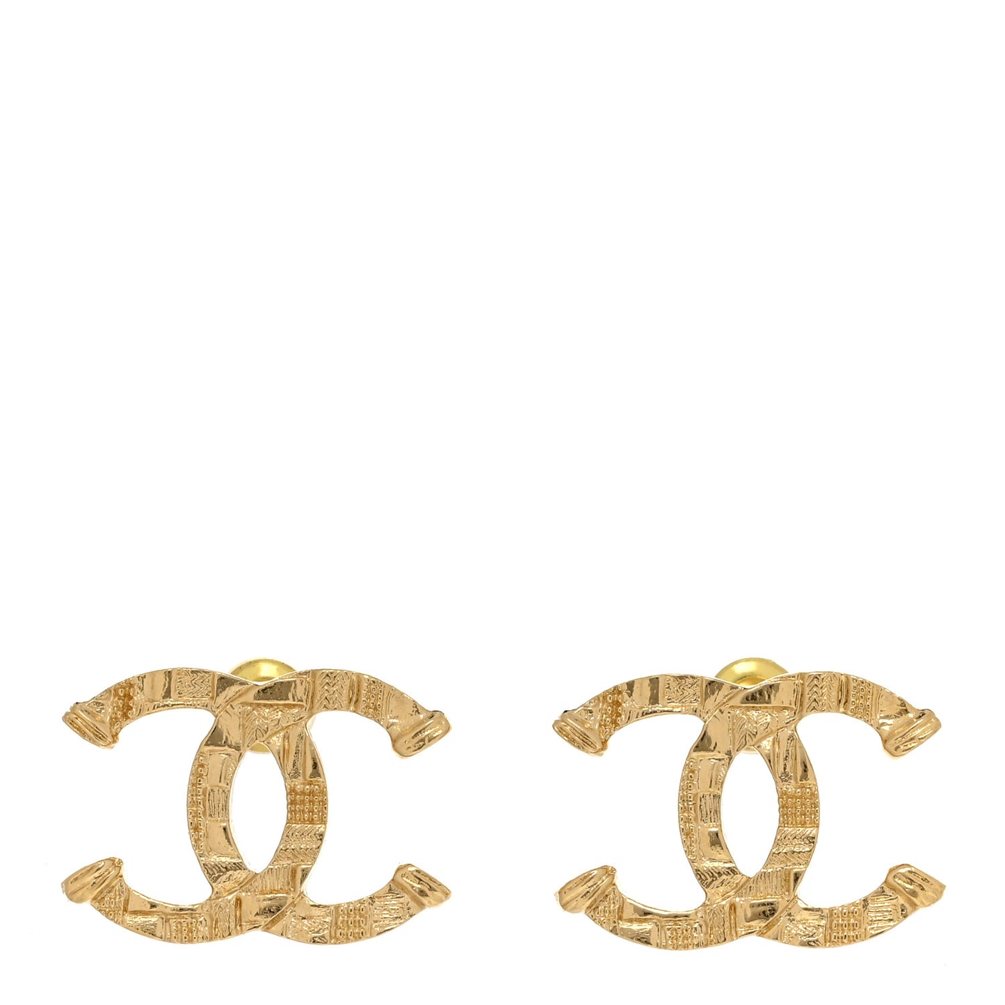 Metal Tweed Effect CC Earrings Gold