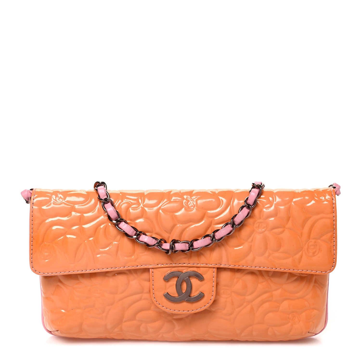 Chanel Patent Calfskin Camellia Embossed Flap Pink 1 of 11