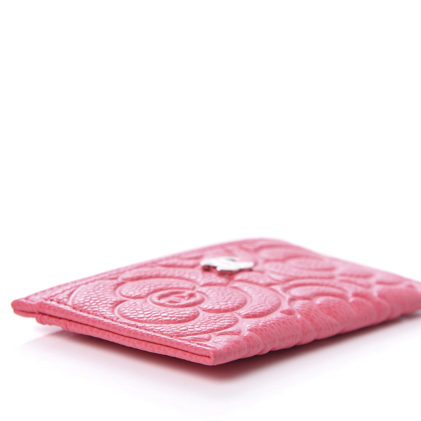 Caviar Camellia Embossed Card Holder Pink