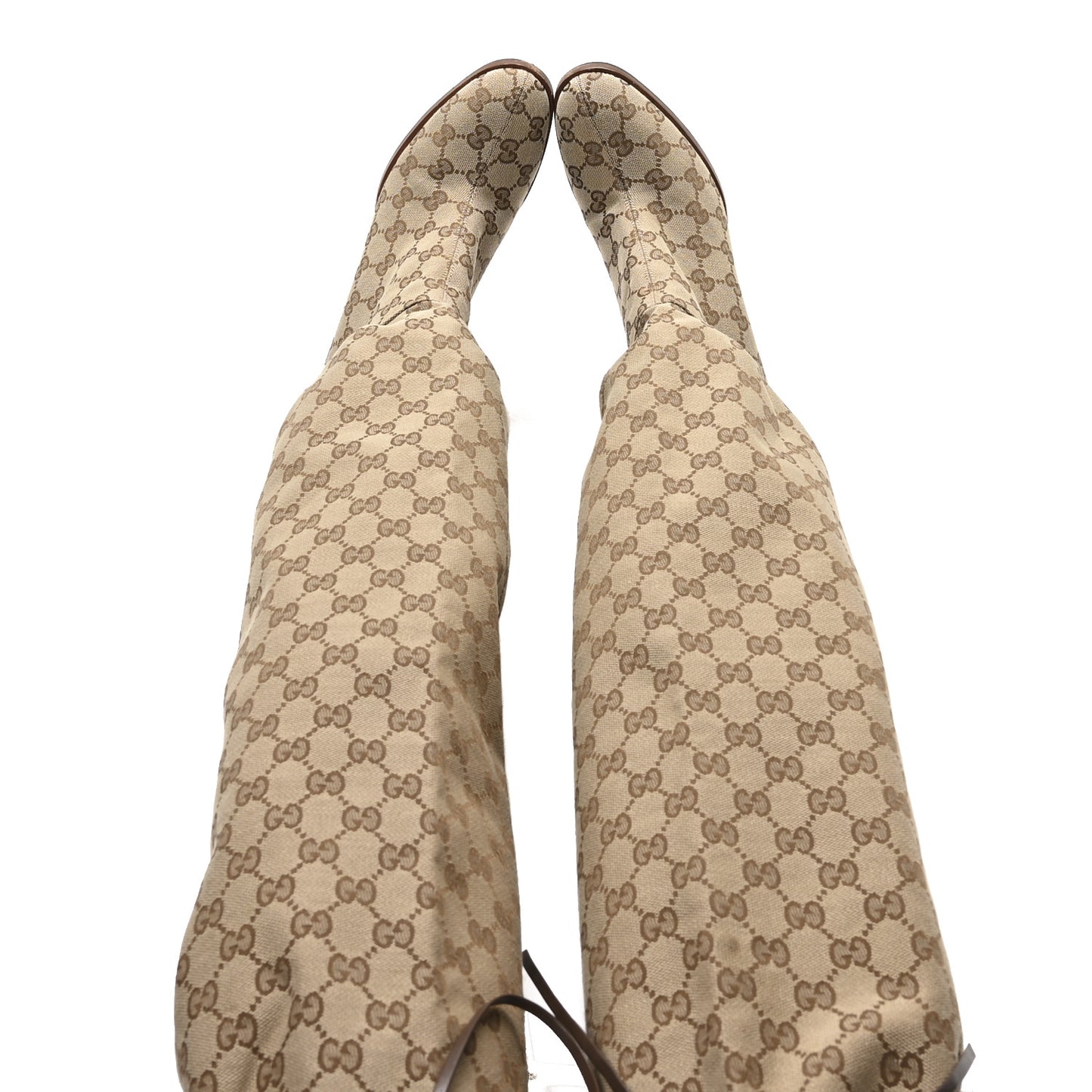 Monogram Over the Knee Boots 38 Beige Ebony