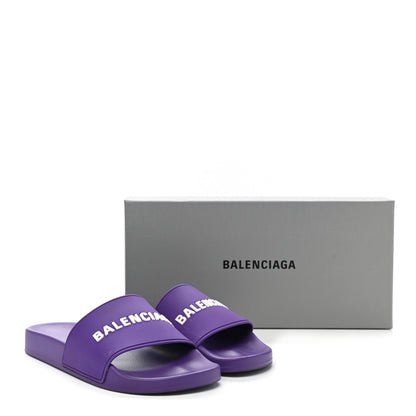 Balenciaga Rubber Womens Logo Pool Slide Sandals 39 Purple White 12 of 12