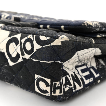 Chanel Jersey Quilted Camellia 2.55 Reissue 225 Flap Navy Blue 9 of 13