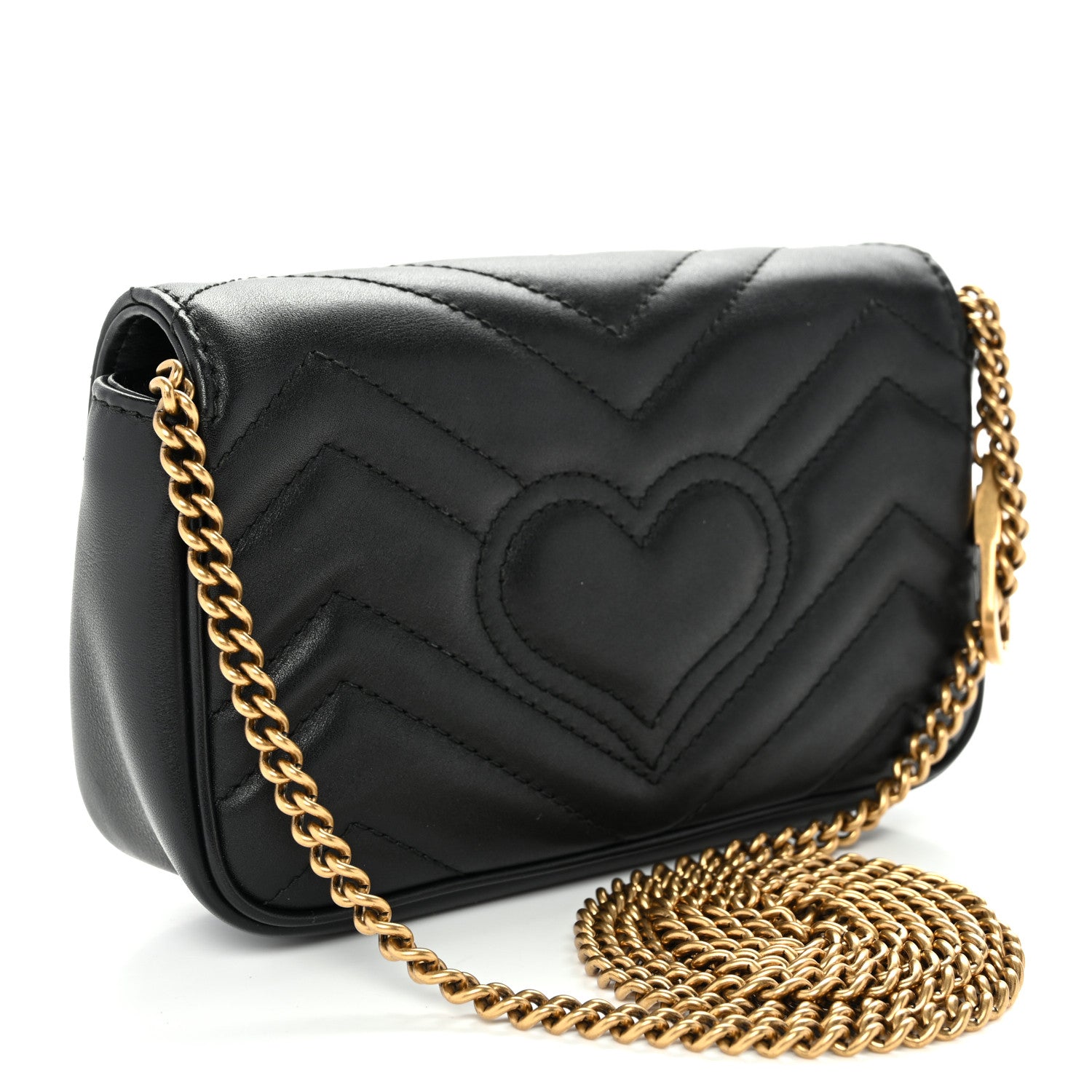 Gucci Calfskin Matelasse Super Mini GG Marmont Shoulder Bag Black 3 of 11