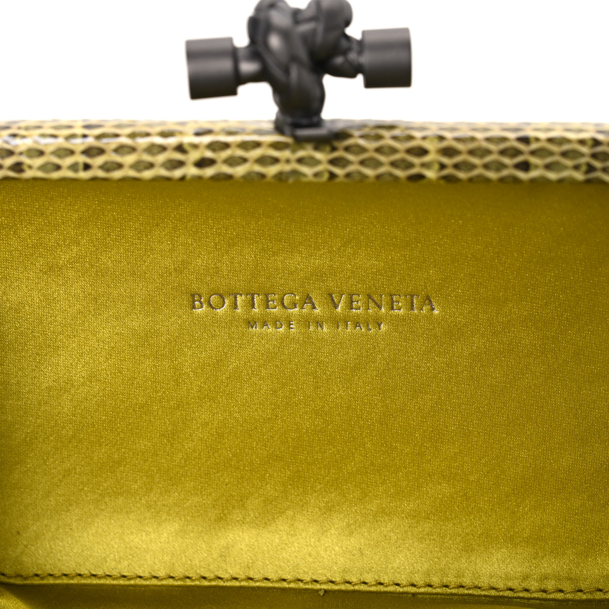Bottega Veneta Satin Intreccio Impero Ayers Knot Clutch Chartreuse 6 of 7