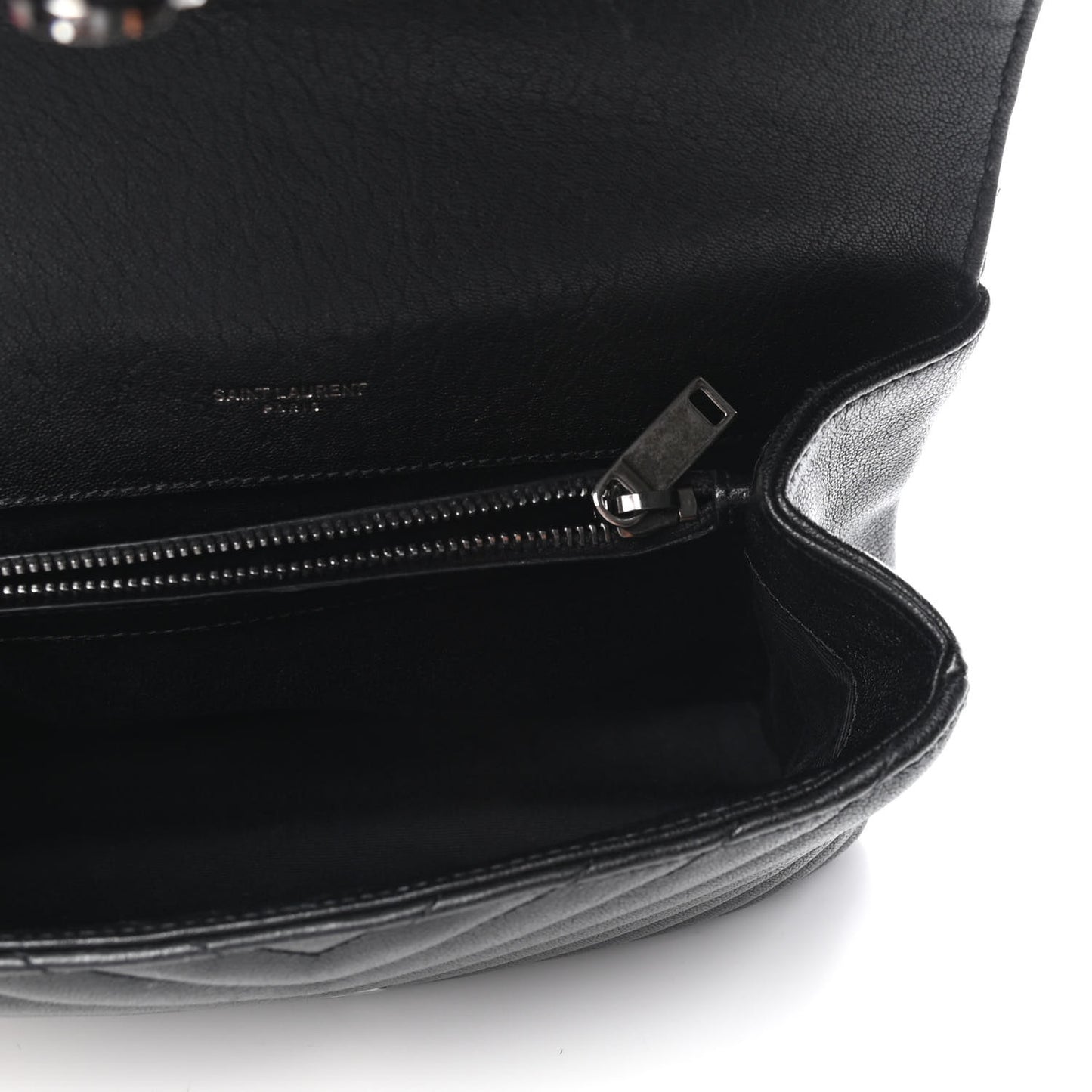 Sheepskin Matelasse Chevron Monogram Medium College Bag Black