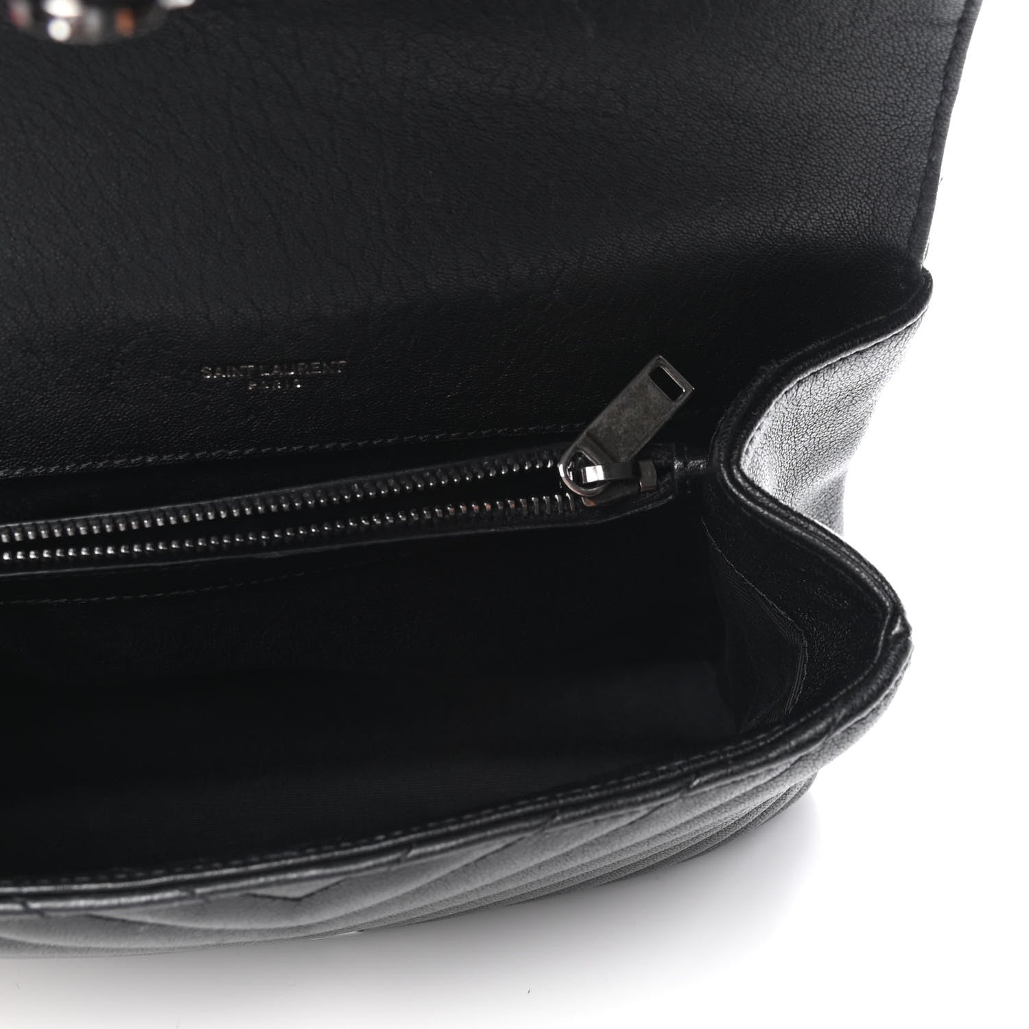 Saint Laurent Sheepskin Matelasse Chevron Monogram Medium College Bag Black 4 of 5