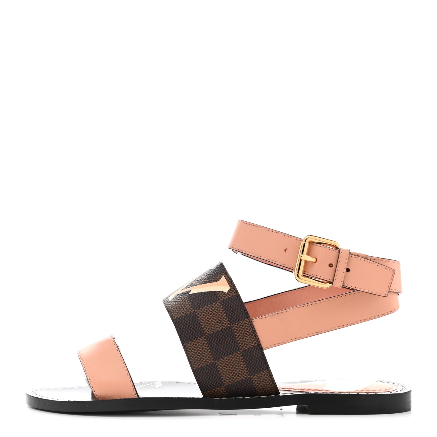 Calfskin Damier Ebene Passenger Flat Sandals 38 Venus Pink