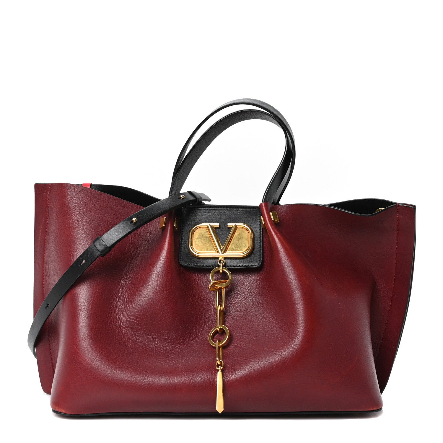 Valentino Garavani Grainy Calfskin Medium VLogo Escape Shopper Rubin 1 of 10