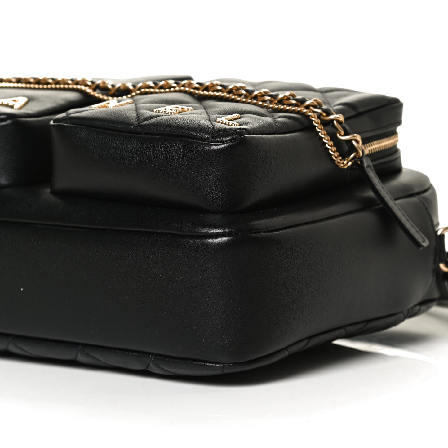 Calfskin Quilted Large Camera Case Black