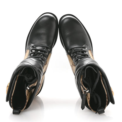Gucci Flores Calfskin Monogram Maxi GG Nappa Matelasse Double G 40mm Ankle Boots 40.5 Black Camel Ebony 2 of 8