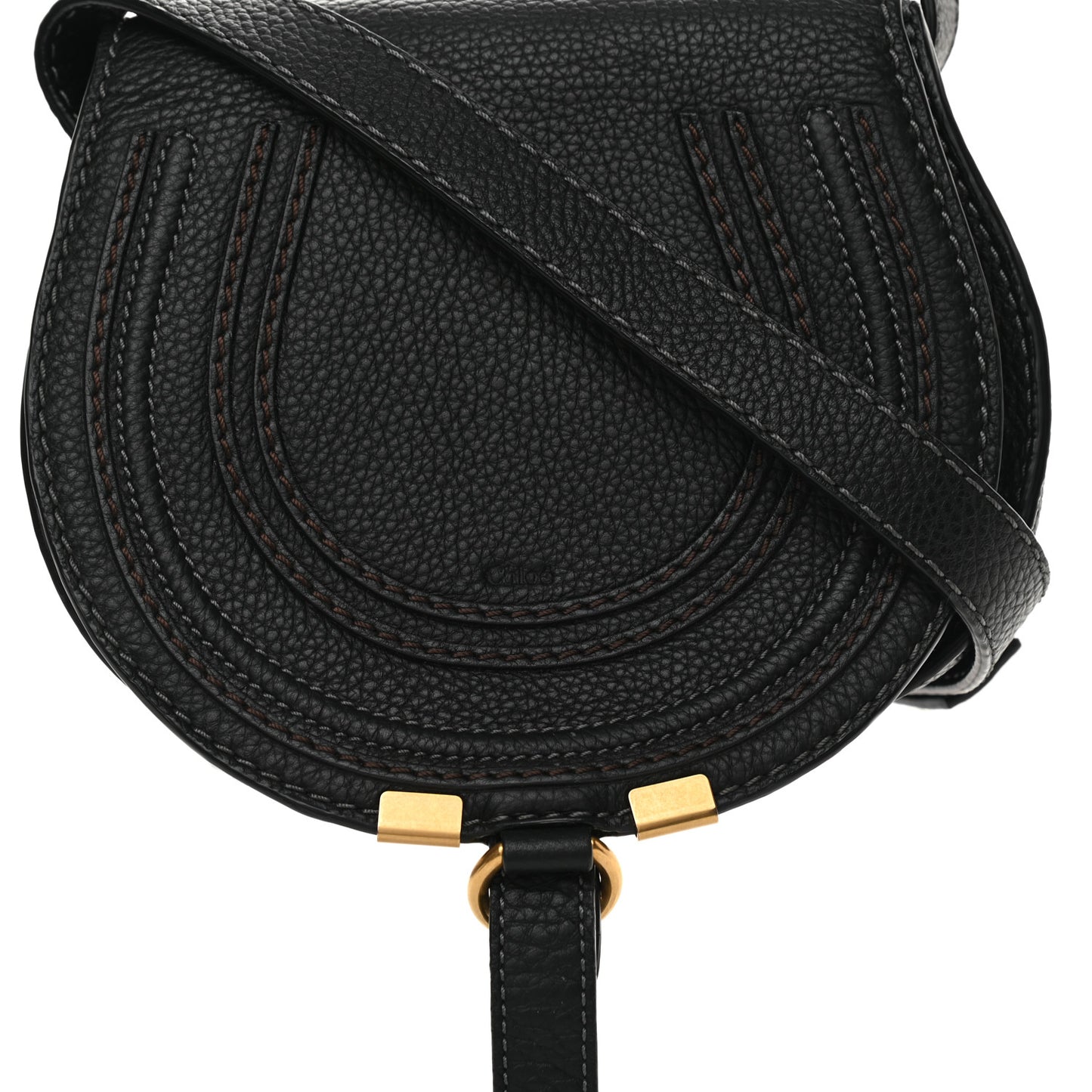 Calfskin Mini Marcie Round Crossbody Bag Black