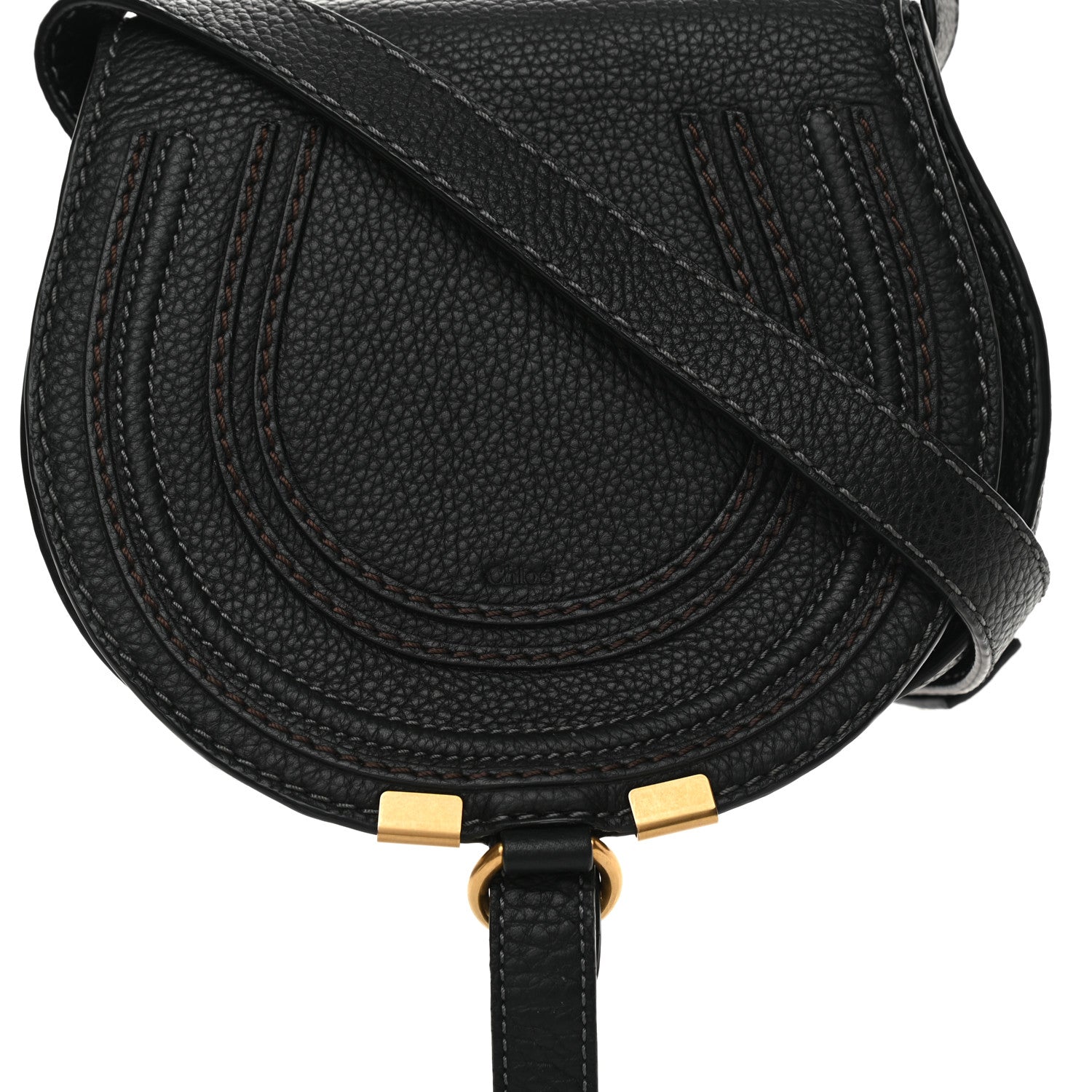 Chloe Calfskin Mini Marcie Round Crossbody Bag Black 8 of 13