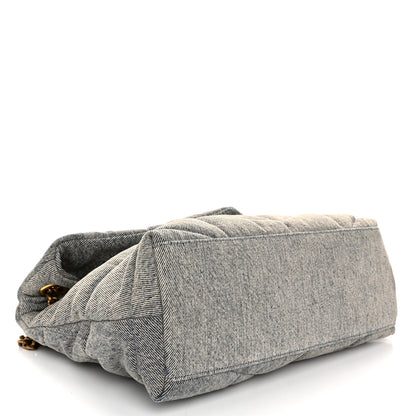 Saint Laurent Denim Quilted Small Loulou Puffer Monogram Chain Satchel Azur 4 of 10