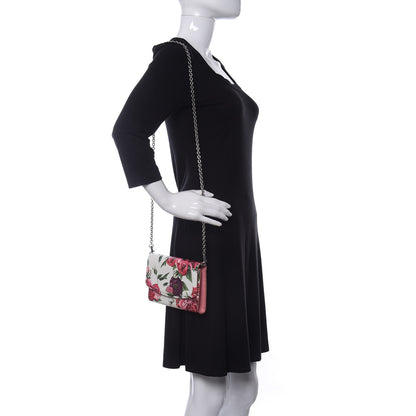 Dolce & Gabbana Dauphine Floral Print Wallet On Chain White Pink 2 of 10