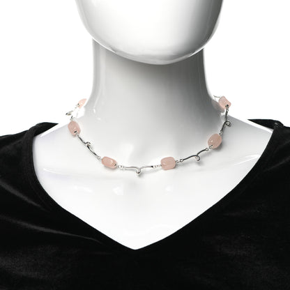 Tiffany Sterling Silver Rose Quartz Twirl Necklace 2 of 5