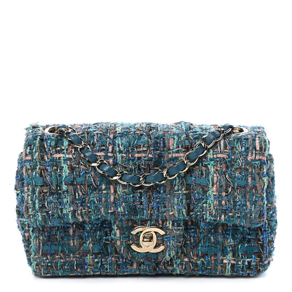Chanel Tweed Quilted Egyptian Mini Rectangular Flap Turquoise 1 of 9