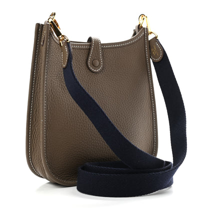 Hermes Taurillon Clemence Amazone Evelyne TPM Etoupe Bleu Indigo 3 of 11
