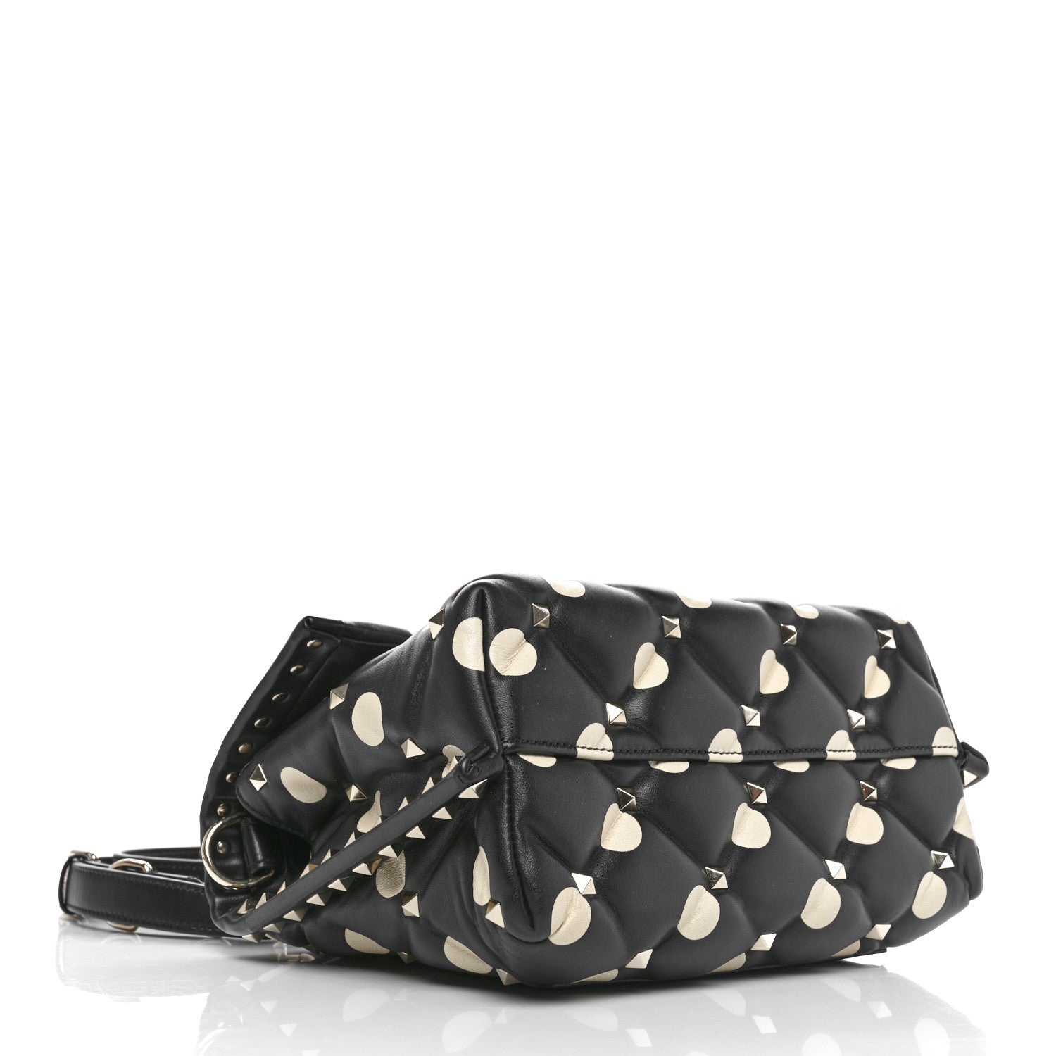 Valentino Garavani Nappa Medium Polka Dot Candystud Top Handle Bag Black White 4 of 9