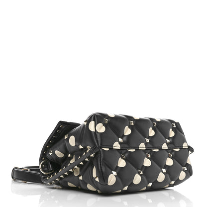 Valentino Garavani Nappa Medium Polka Dot Candystud Top Handle Bag Black White 4 of 9
