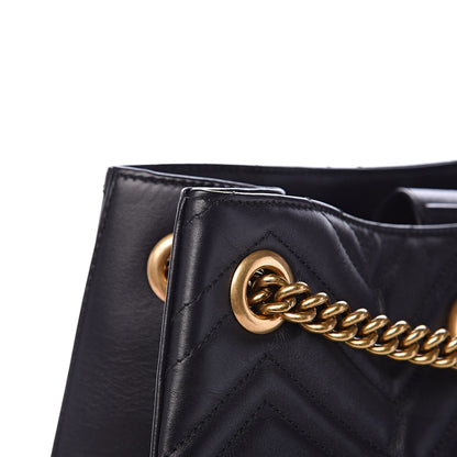 Gucci Calfskin Matelasse Medium GG Marmont Shoulder Tote Bag Black 11 of 16