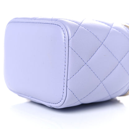 Chanel Lambskin Quilted Top Handle Mini Vanity Case With Chain Light Purple 9 of 10