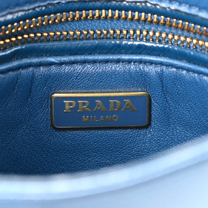 Prada Saffiano Vernice Lock Flap Chain Bag Azzurro 6 of 16