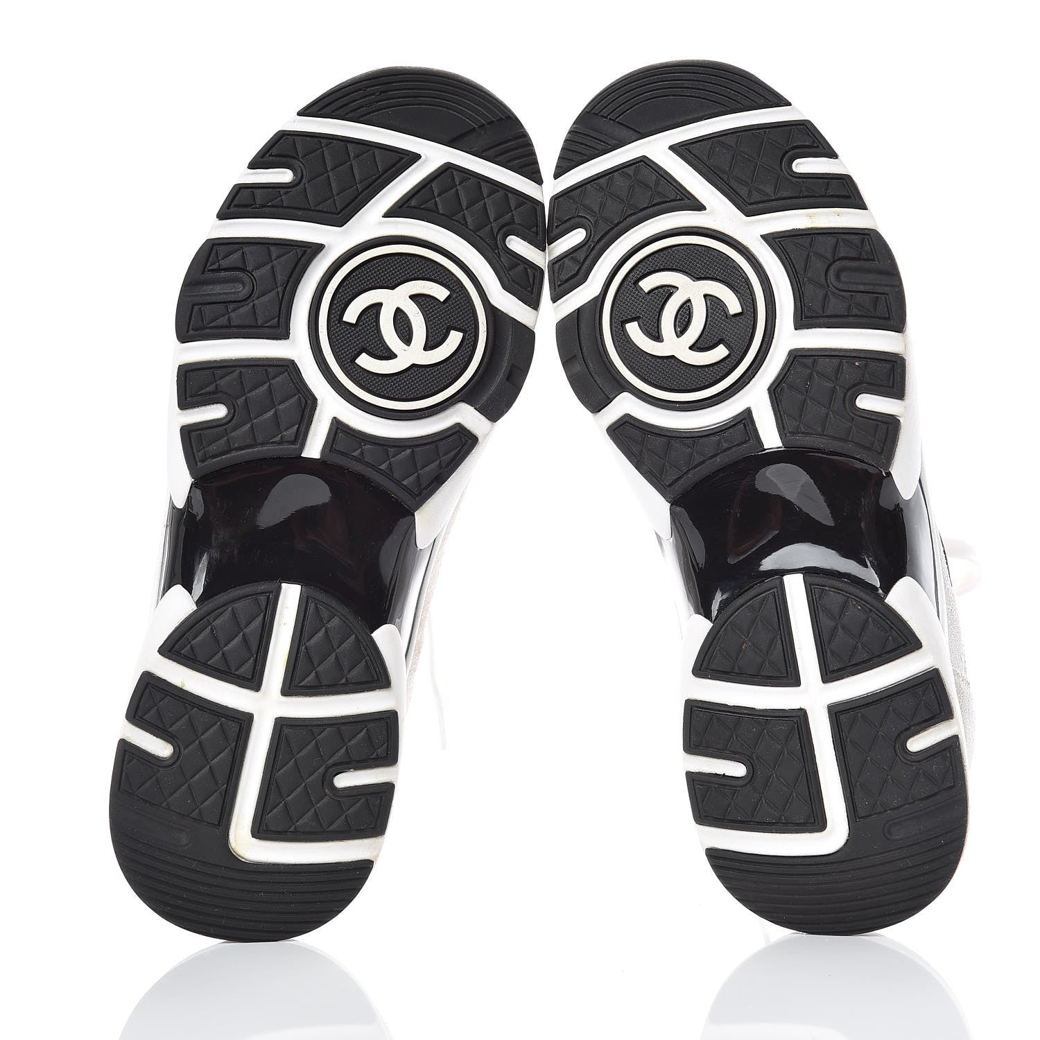 Chanel Calfskin Fabric Sneakers 35 White Silver Fluo Pink 5 of 8