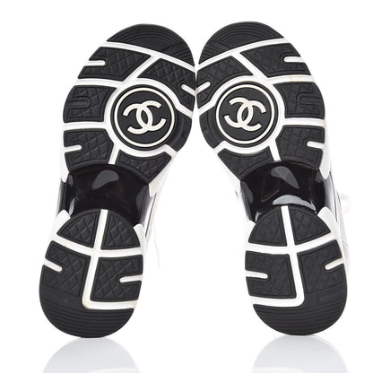 Chanel Calfskin Fabric Sneakers 35 White Silver Fluo Pink 5 of 8