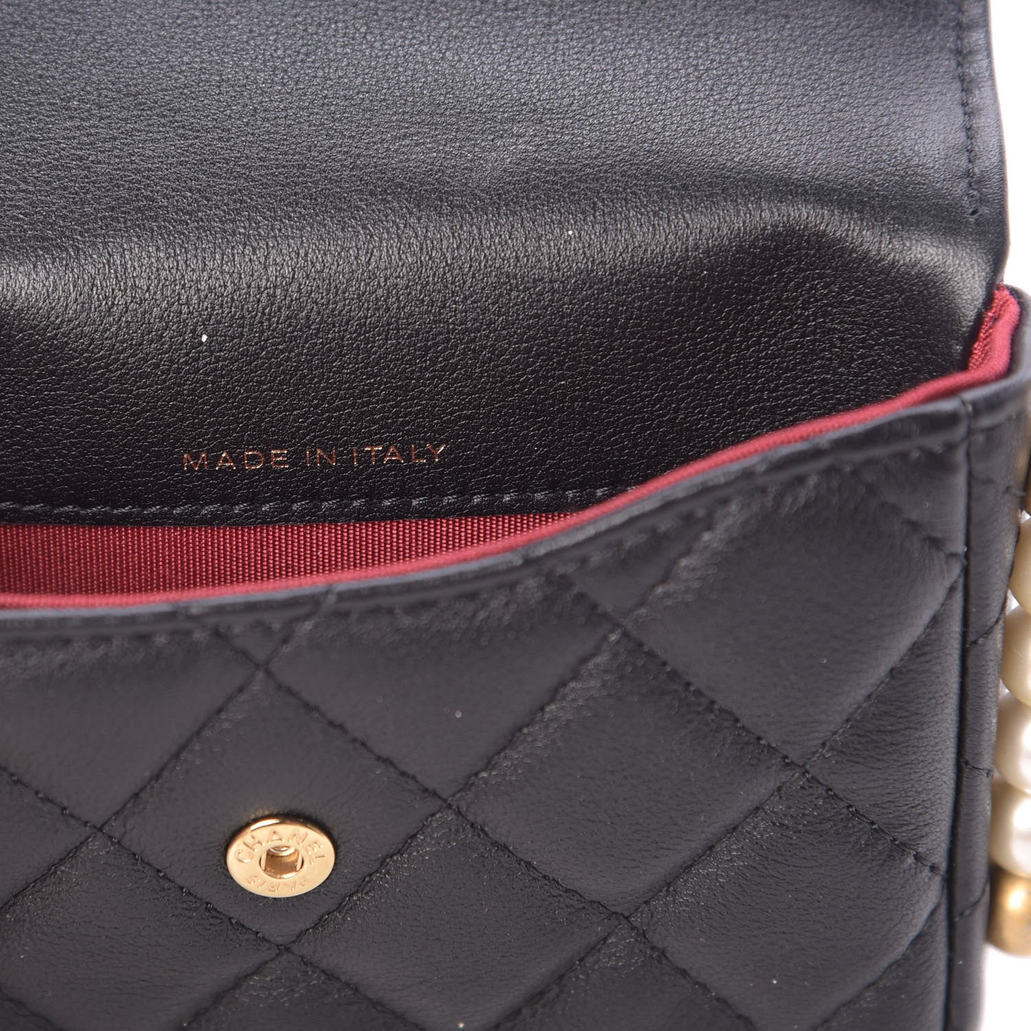 Chanel Calfskin Quilted About Pearls Card Holder Flap With Chain Black 7 of 11