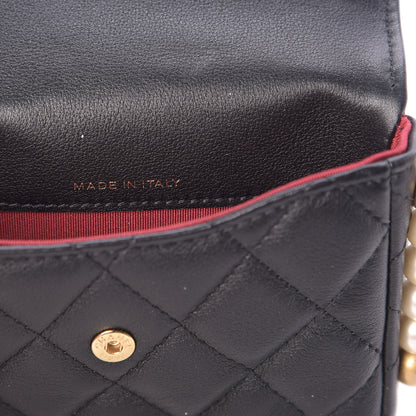 Chanel Calfskin Quilted About Pearls Card Holder Flap With Chain Black 7 of 11