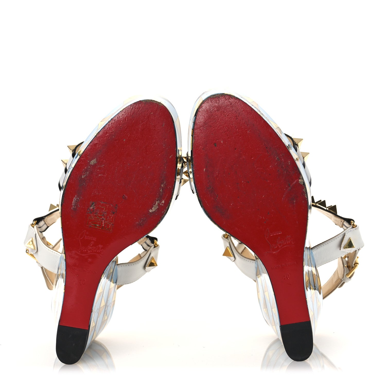 Christian Louboutin Patent Calfskin Studded Griotta 110 Wedges 40 Multicolor 7 of 12