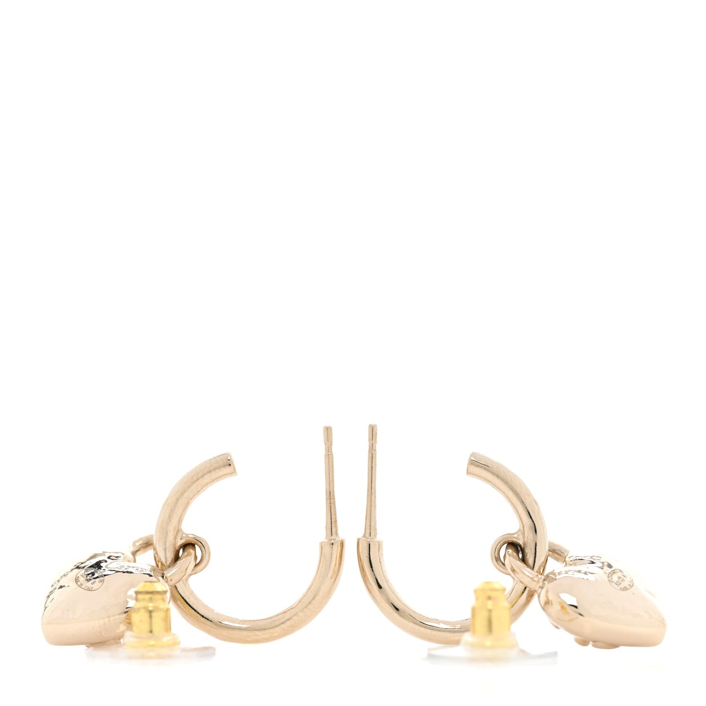 Metal CC Heart Turnlock Drop Earrings Gold