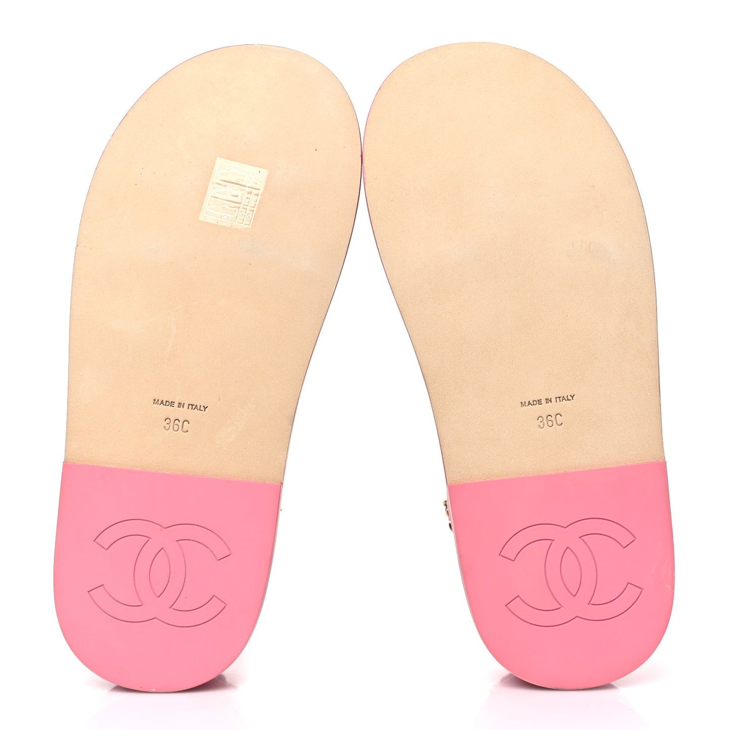 Calfskin Chain Platform Sandals 36 Pink