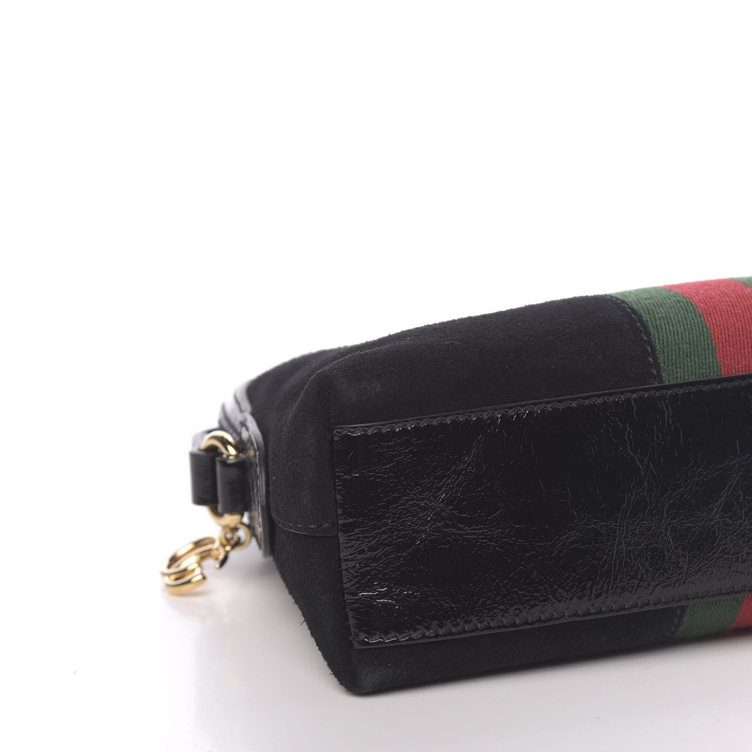Gucci Suede Patent Web GG Small Ophidia Dome Shoulder Bag Black 8 of 10