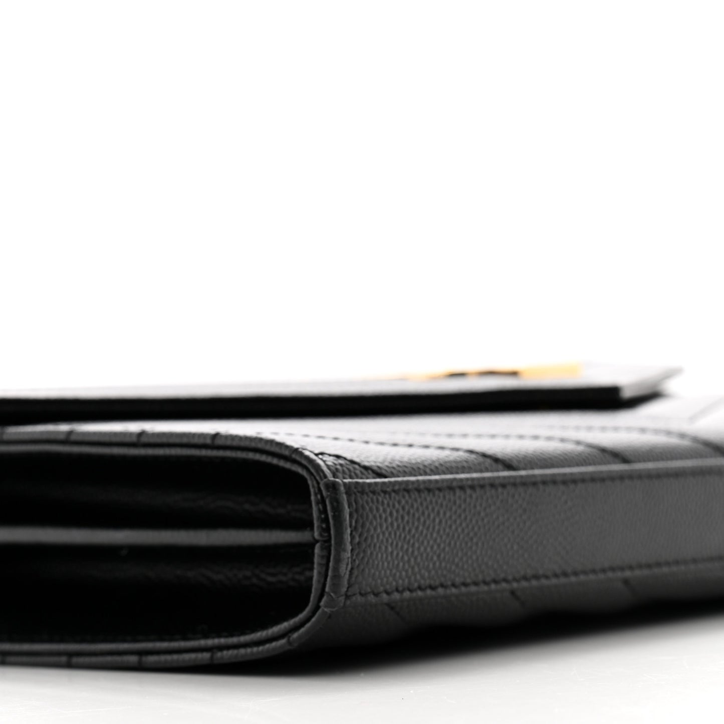 Grain De Poudre Matelasse Chevron Monogram Chain Wallet Black