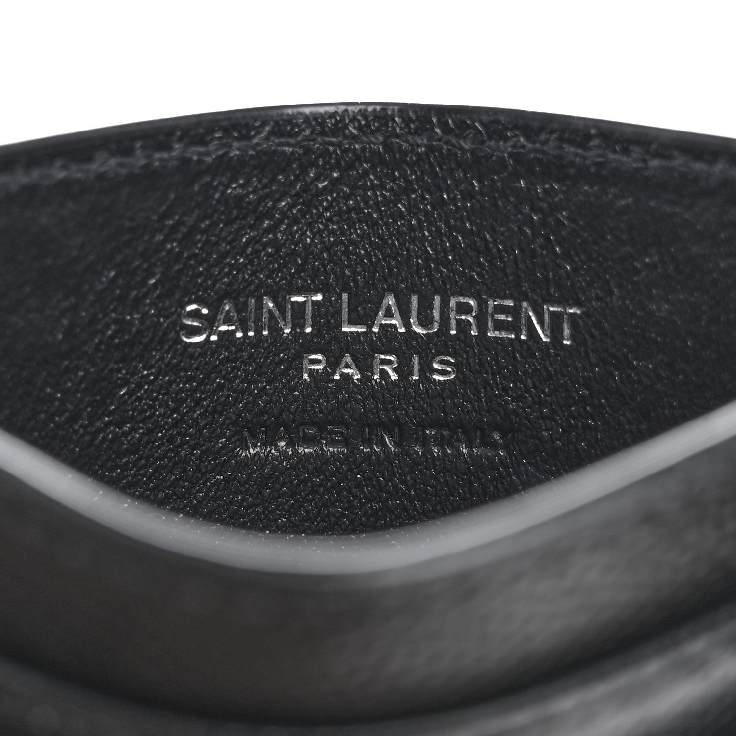 Saint Laurent Grain De Poudre Matelasse Chevron Monogram Credit Card Case Black 6 of 10