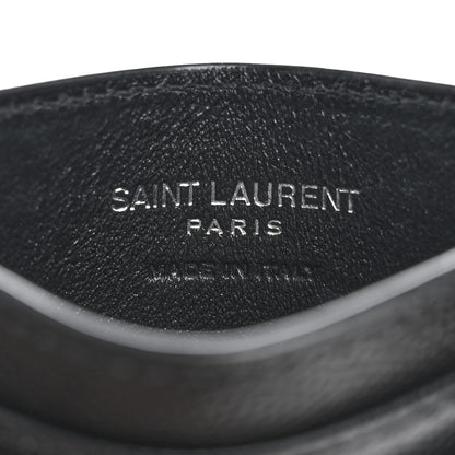 Saint Laurent Grain De Poudre Matelasse Chevron Monogram Credit Card Case Black 6 of 10