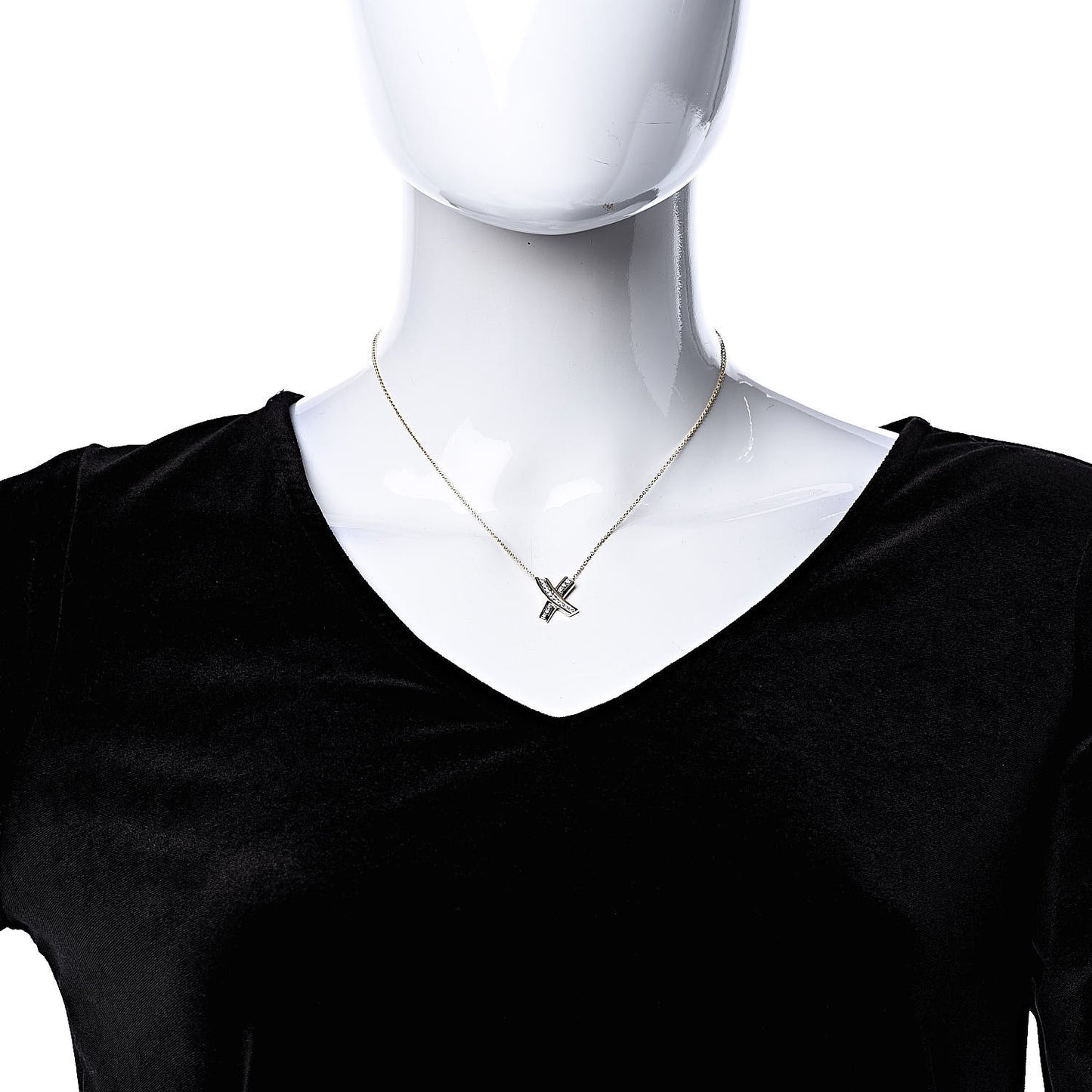 18K Yellow Gold Platinum Diamond Paloma Picasso Graffiti X Pendant Necklace