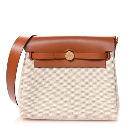 Hermes Military Toile Vache Hunter Herbag Zip Retourne 20 Ecru Beige Fauve 1 of 10