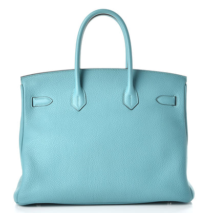 Hermes Taurillon Clemence Birkin 35 Bleu Atoll 4 of 36