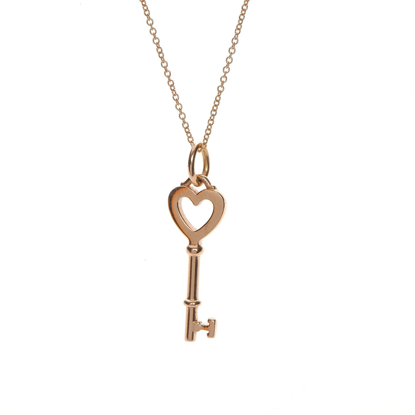 18K Yellow Gold Mini Heart Key Pendant Necklace