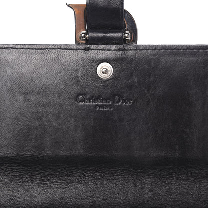 Christian Dior Lambskin Perforated Stitched Clutch Wallet Black 5 of 9