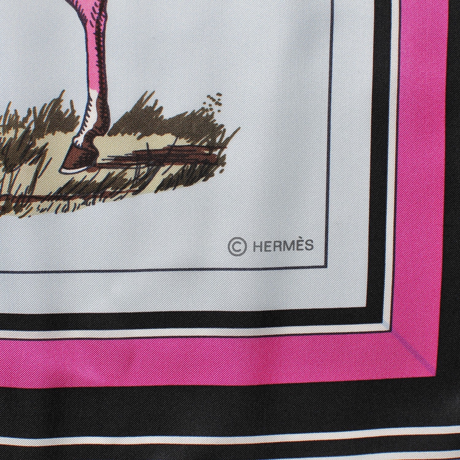 Hermes Silk Couvertures Et Tenues de Jour Scarf 140 Gris Perle Fuchsia Black 7 of 14